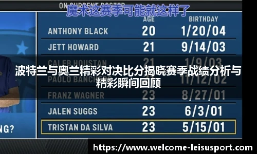 波特兰与奥兰精彩对决比分揭晓赛季战绩分析与精彩瞬间回顾