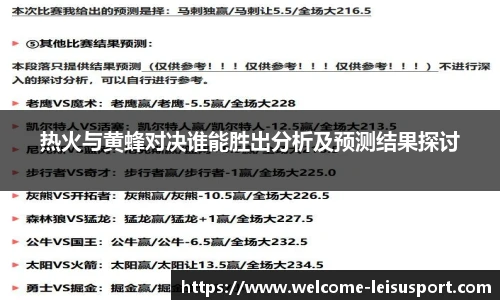 热火与黄蜂对决谁能胜出分析及预测结果探讨